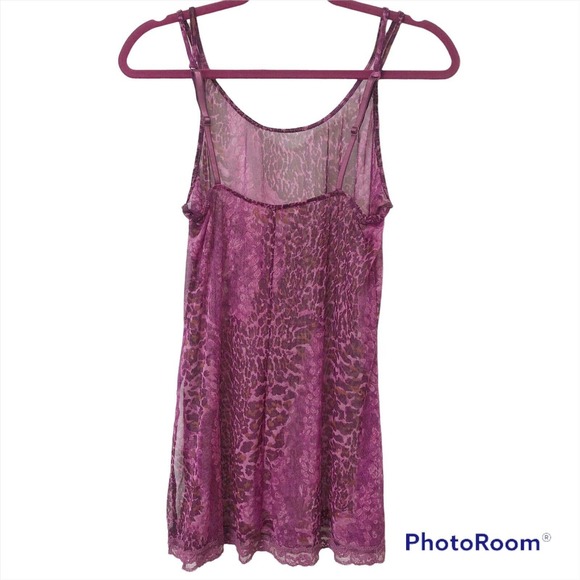 Victoria's Secret Other - Vintage Victoria Secret Slip Nightie Sz M Pink Label Pink Leopard Print Sexy Y2K